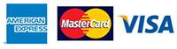 We accept American Express, VISA and MasterCard